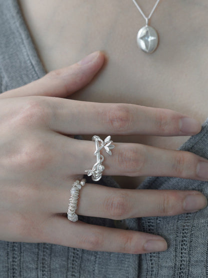 Vine Flower Silver Ring
