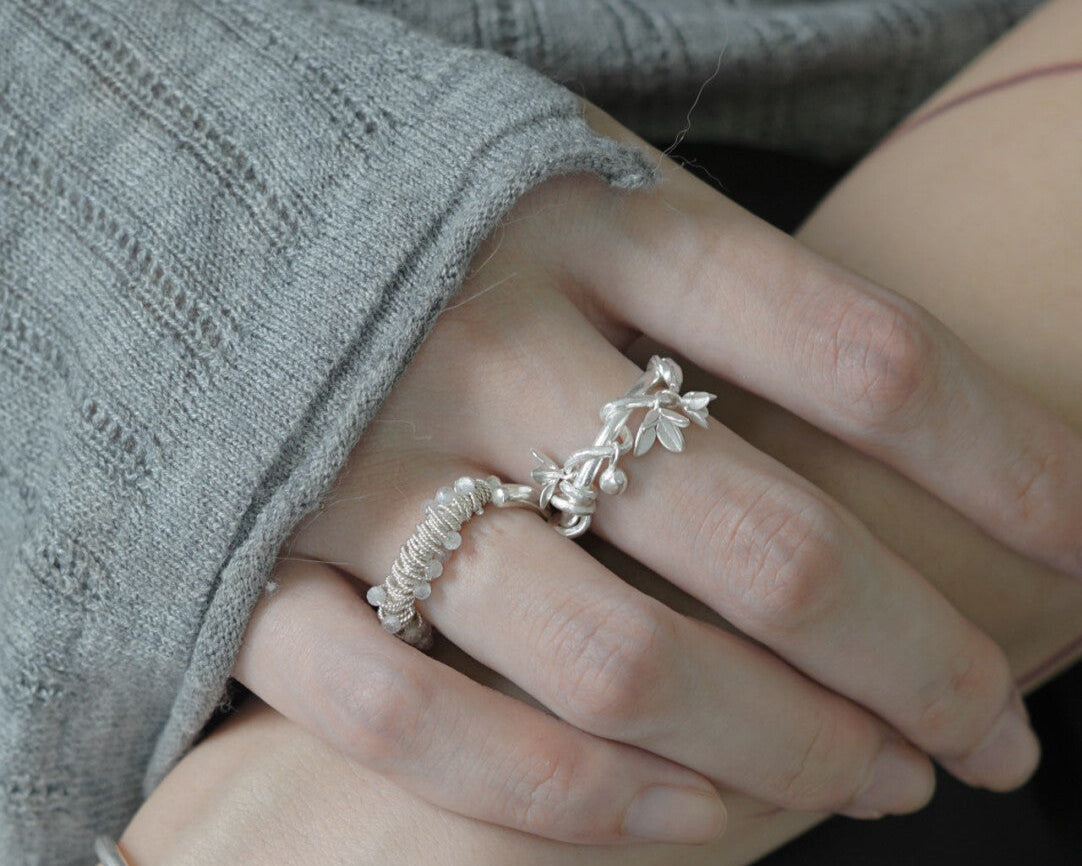Vine Flower Silver Ring