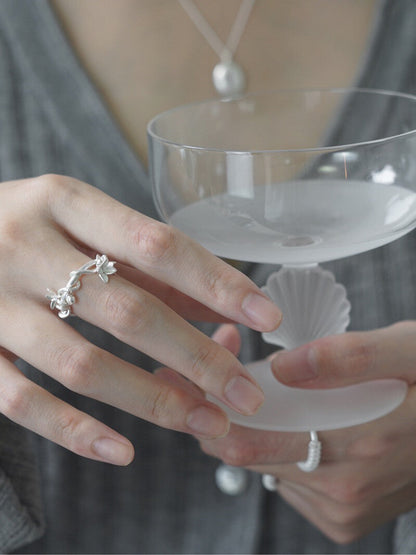 Vine Flower Silver Ring