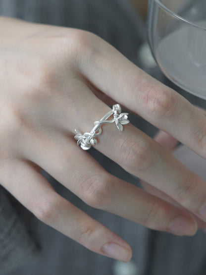 Vine Flower Silver Ring