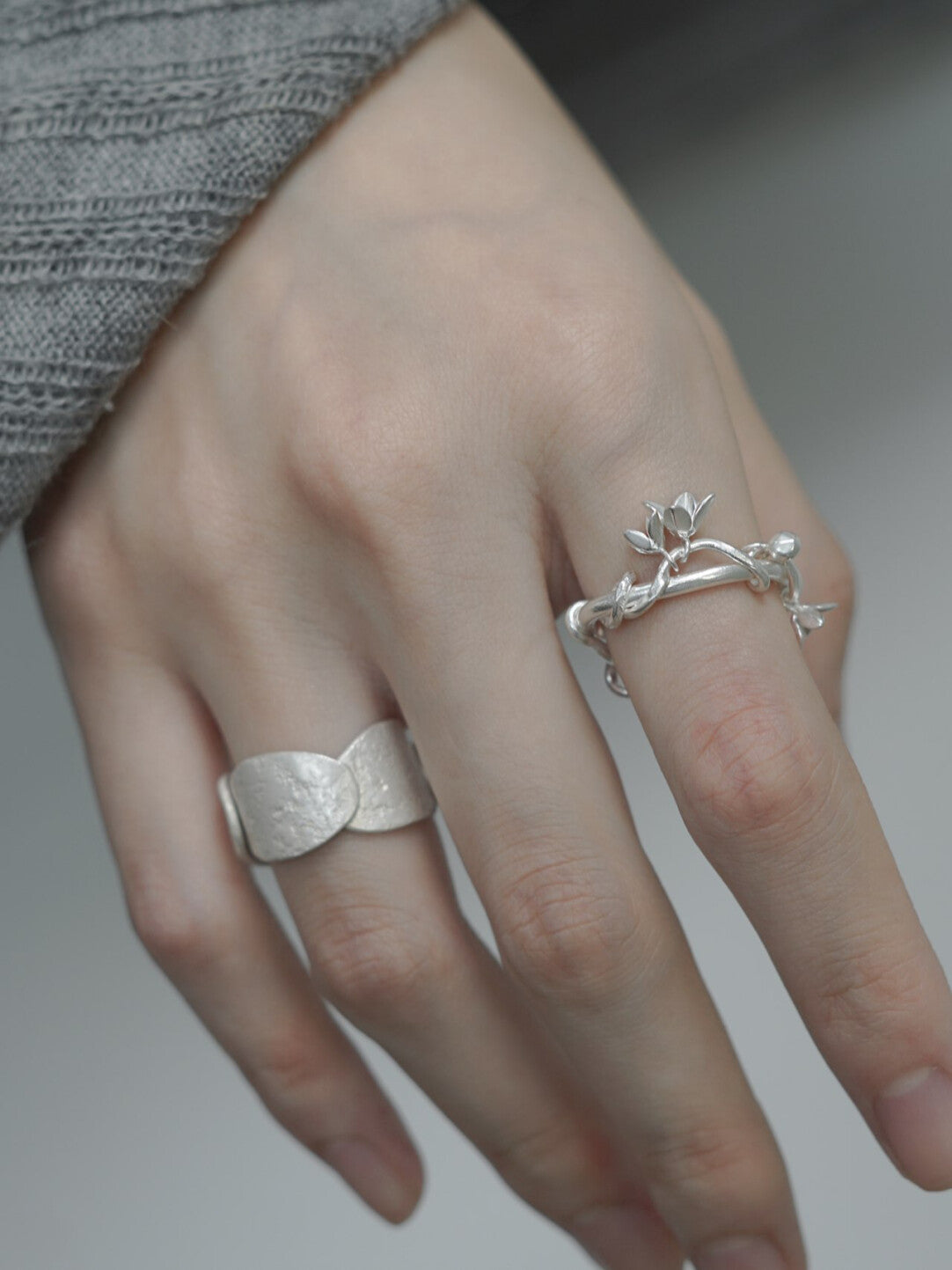 Vine Flower Silver Ring