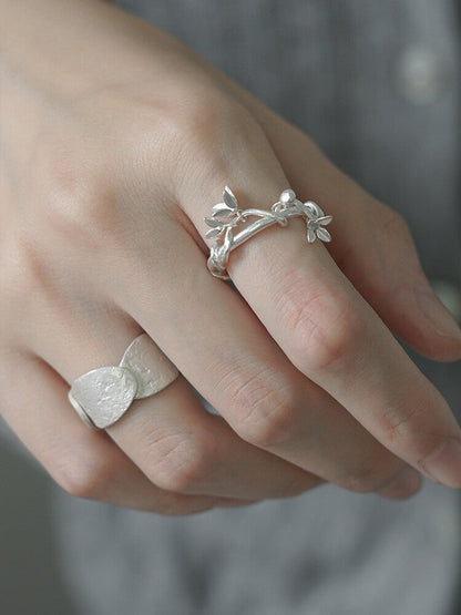 Vine Flower Silver Ring