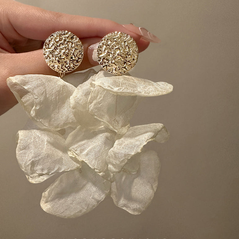 Vintage Beige Chiffon Earrings