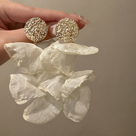 Vintage Beige Chiffon Earrings