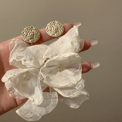 Vintage Beige Chiffon Earrings