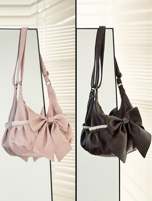 Vintage Bow Lace Shoulder PU Bag | Bag | Three Fleas