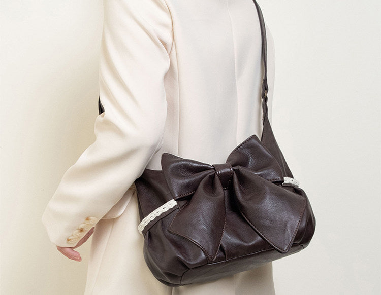 Vintage Bow Lace Shoulder PU Bag | Bag | Three Fleas