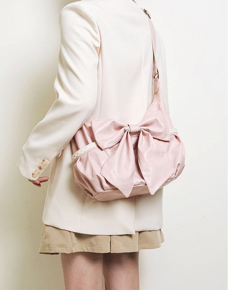 Vintage Bow Lace Shoulder PU Bag | Bag | Three Fleas