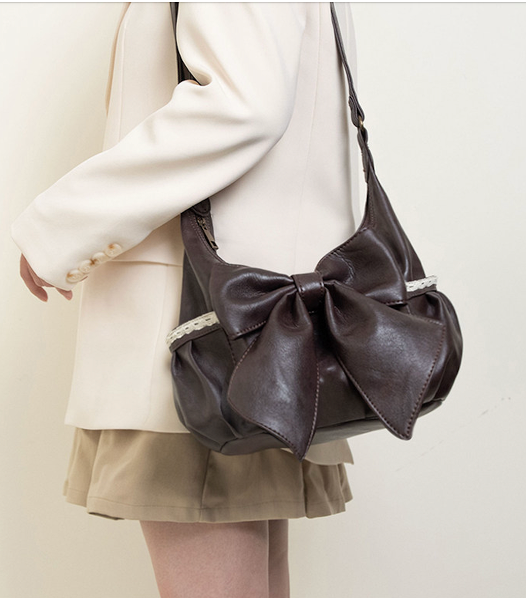 Vintage Bow Lace Shoulder PU Bag | Bag | Three Fleas