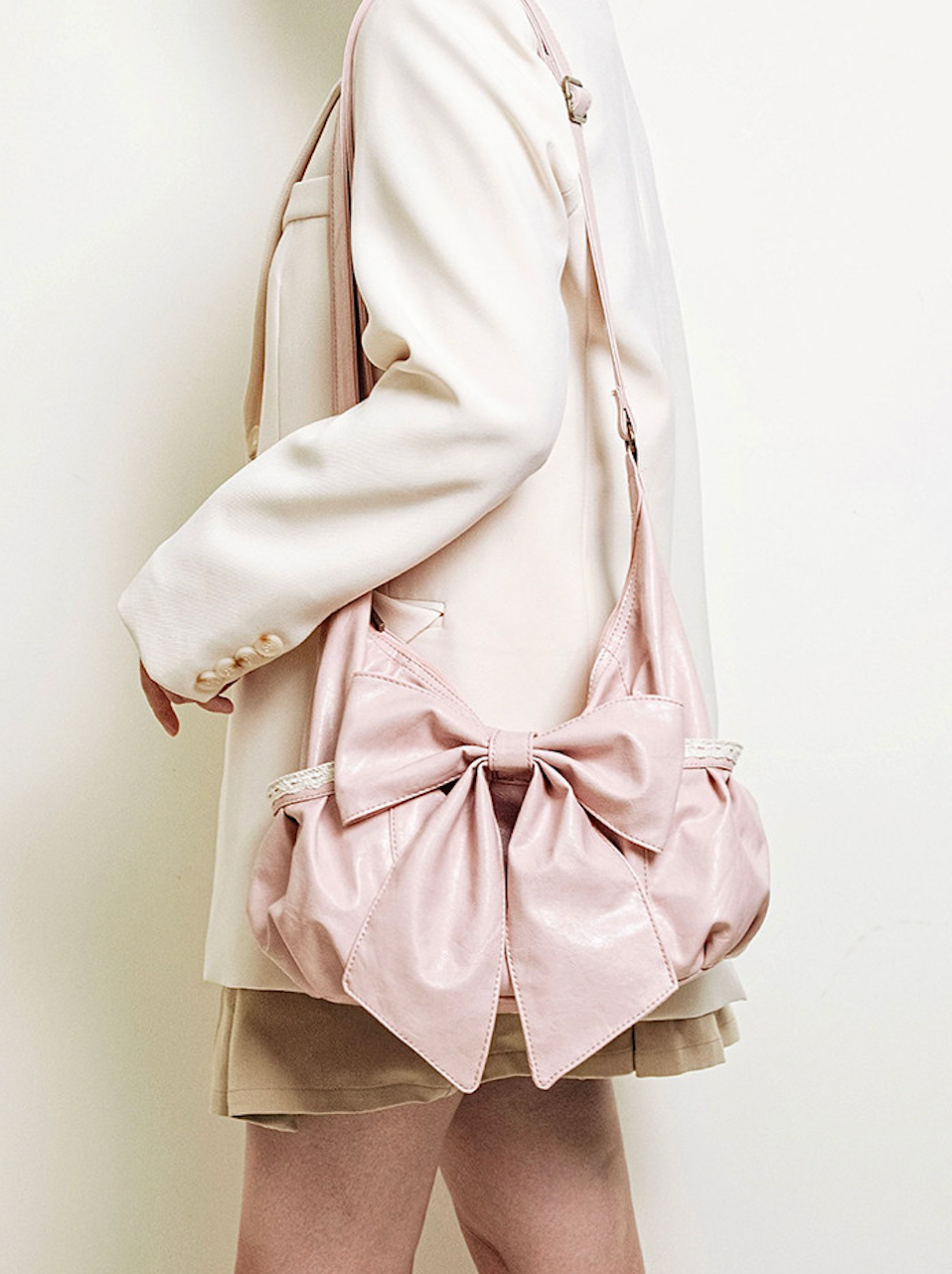 Vintage Bow Lace Shoulder PU Bag | Bag | Three Fleas