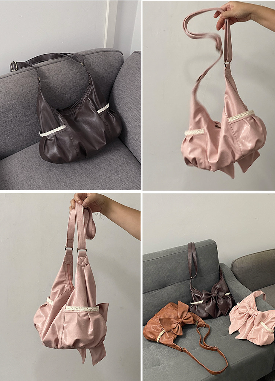 Vintage Bow Lace Shoulder PU Bag | Bag | Three Fleas