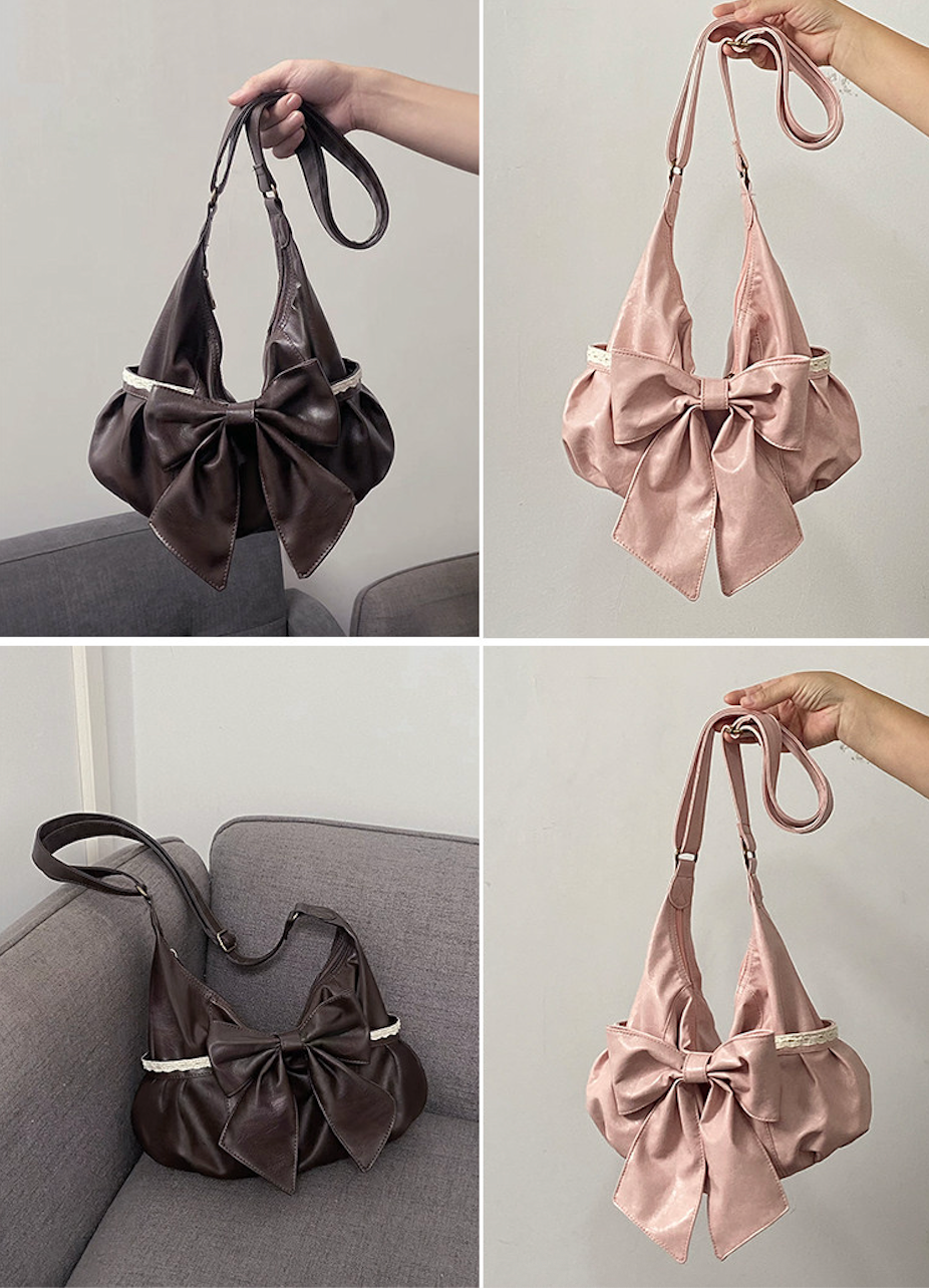 Vintage Bow Lace Shoulder PU Bag | Bag | Three Fleas