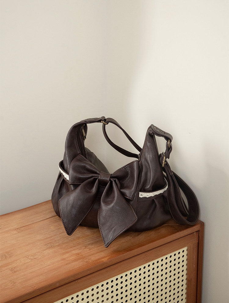 Vintage Bow Lace Shoulder PU Bag | Bag | Three Fleas