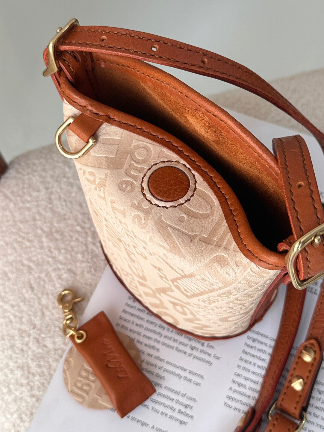 Vintage British Style Veg-Tan Leather Mini Crossbody | Bag | Three Fleas