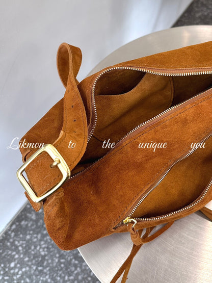 Vintage Genuine Suede Cowhide Tote Bag | Bag | Three Fleas
