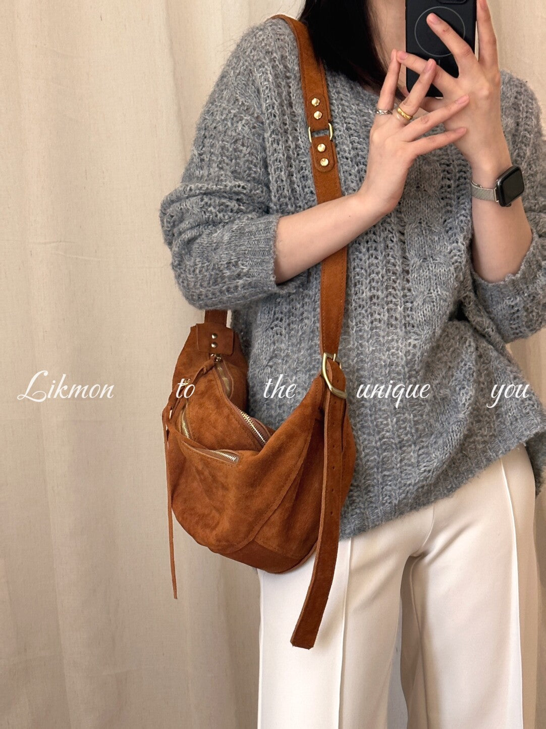 Vintage Genuine Suede Cowhide Tote Bag | Bag | Three Fleas