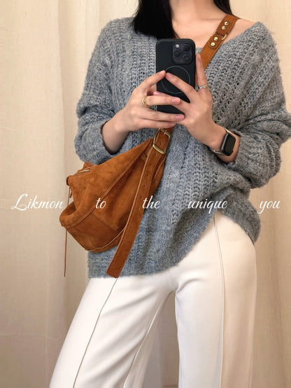 Vintage Genuine Suede Cowhide Tote Bag | Bag | Three Fleas