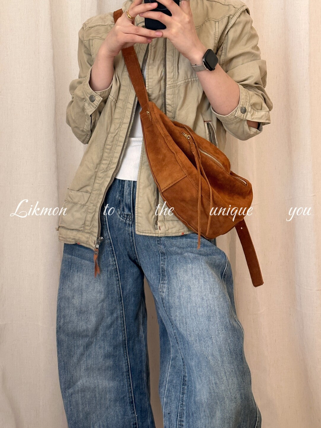 Vintage Genuine Suede Cowhide Tote Bag | Bag | Three Fleas