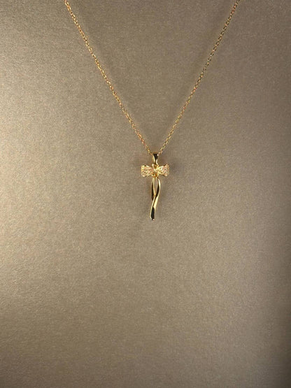 Vintage Golden Bow Necklace