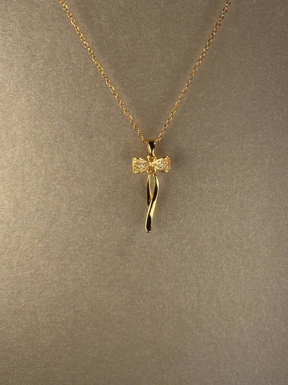 Vintage Golden Bow Necklace
