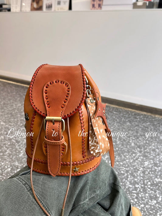 Vintage Honey Mini Bucket Backpack