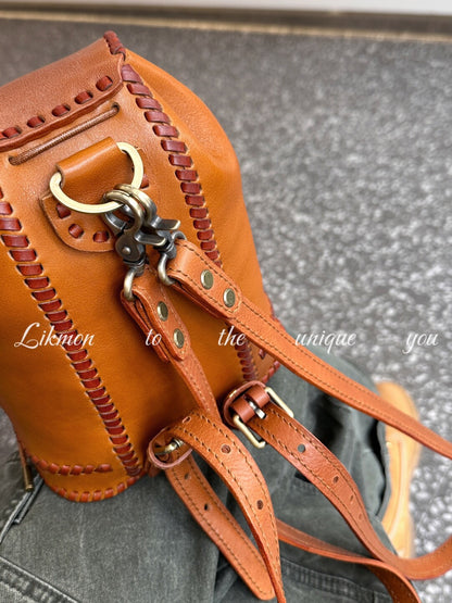 Vintage Honey Mini Bucket Backpack | Bag | Three Fleas