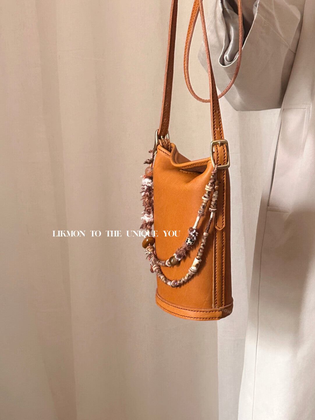 Vintage Honey Veg-Tan Leather Mini Crossbody | Bag | Three Fleas