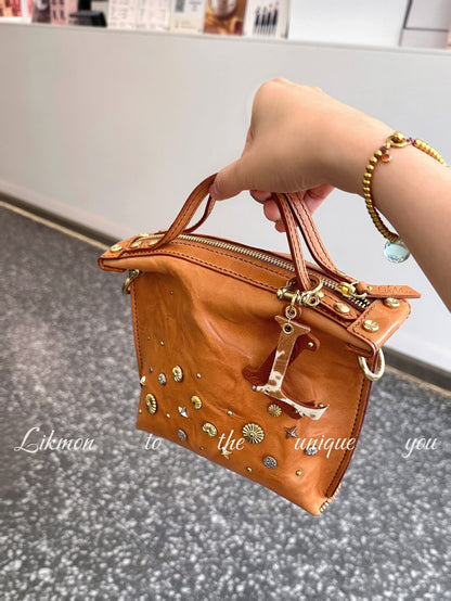 Vintage Honey Veg-Tan Leather Mini Tote | Bag | Three Fleas