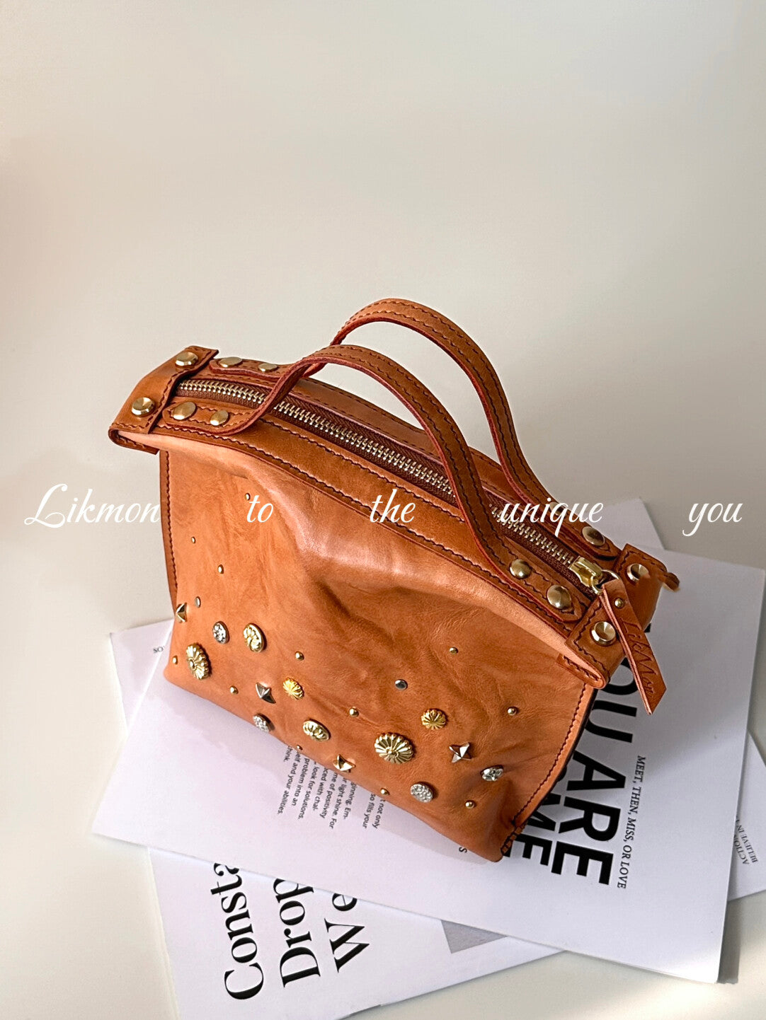 Vintage Honey Veg-Tan Leather Mini Tote | Bag | Three Fleas