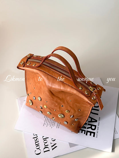 Vintage Honey Veg-Tan Leather Mini Tote | Bag | Three Fleas