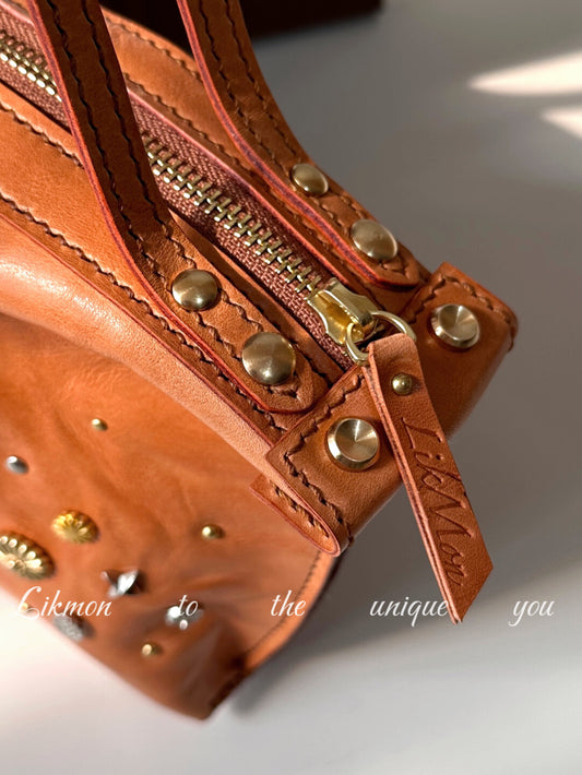 Vintage Honey Veg-Tan Leather Mini Tote | Bag | Three Fleas