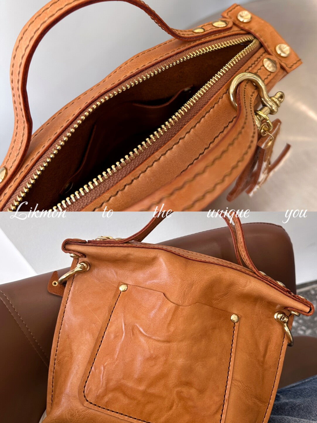 Vintage Honey Veg-Tan Leather Mini Tote | Bag | Three Fleas