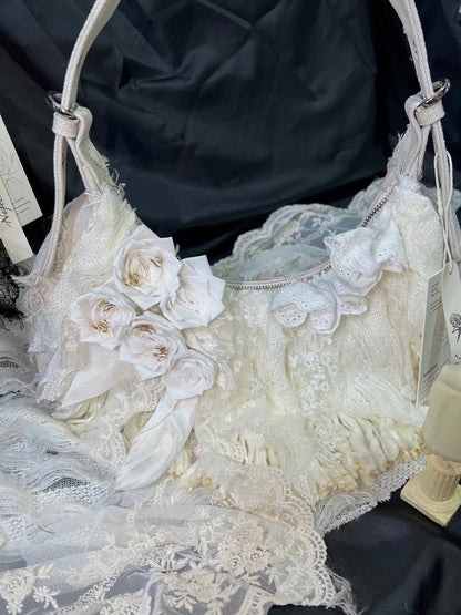 Vintage Lace Rose Baguette Bag