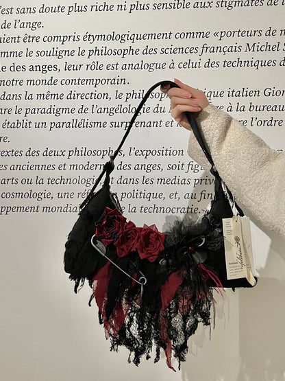 Vintage Lace Rose Baguette Bag
