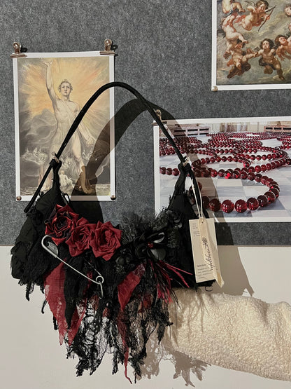 Vintage Lace Rose Baguette Bag