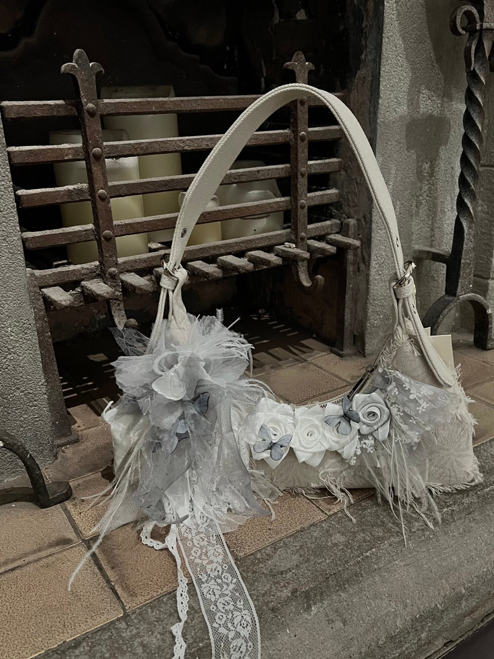Vintage Lace Rose Baguette Bag