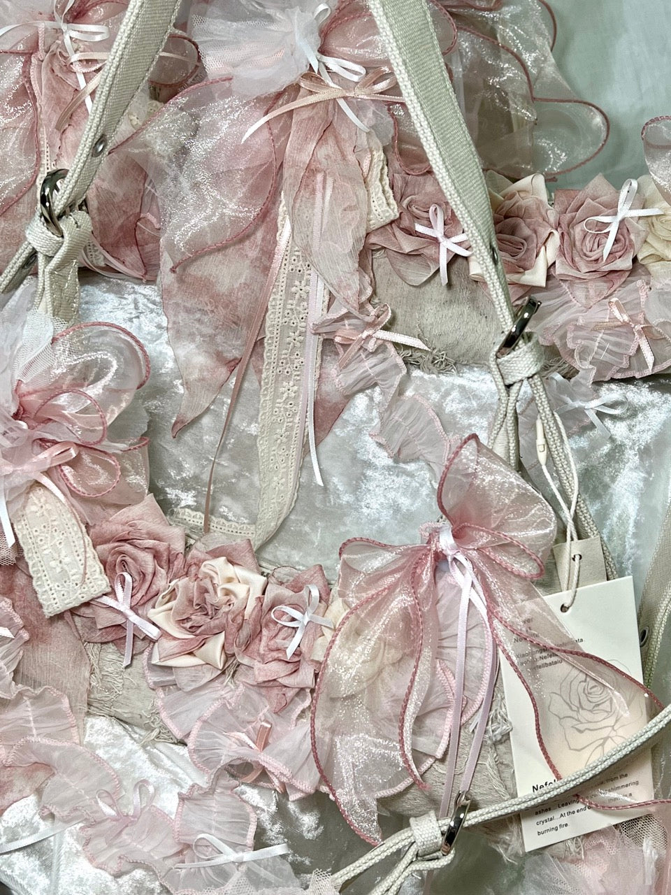 Vintage Lace Rose Baguette Bag