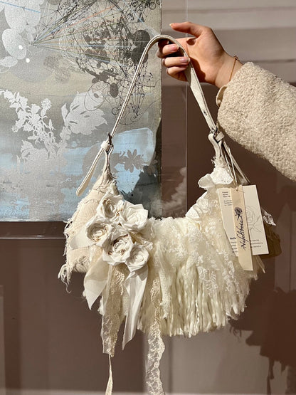 Vintage Lace Rose Baguette Bag