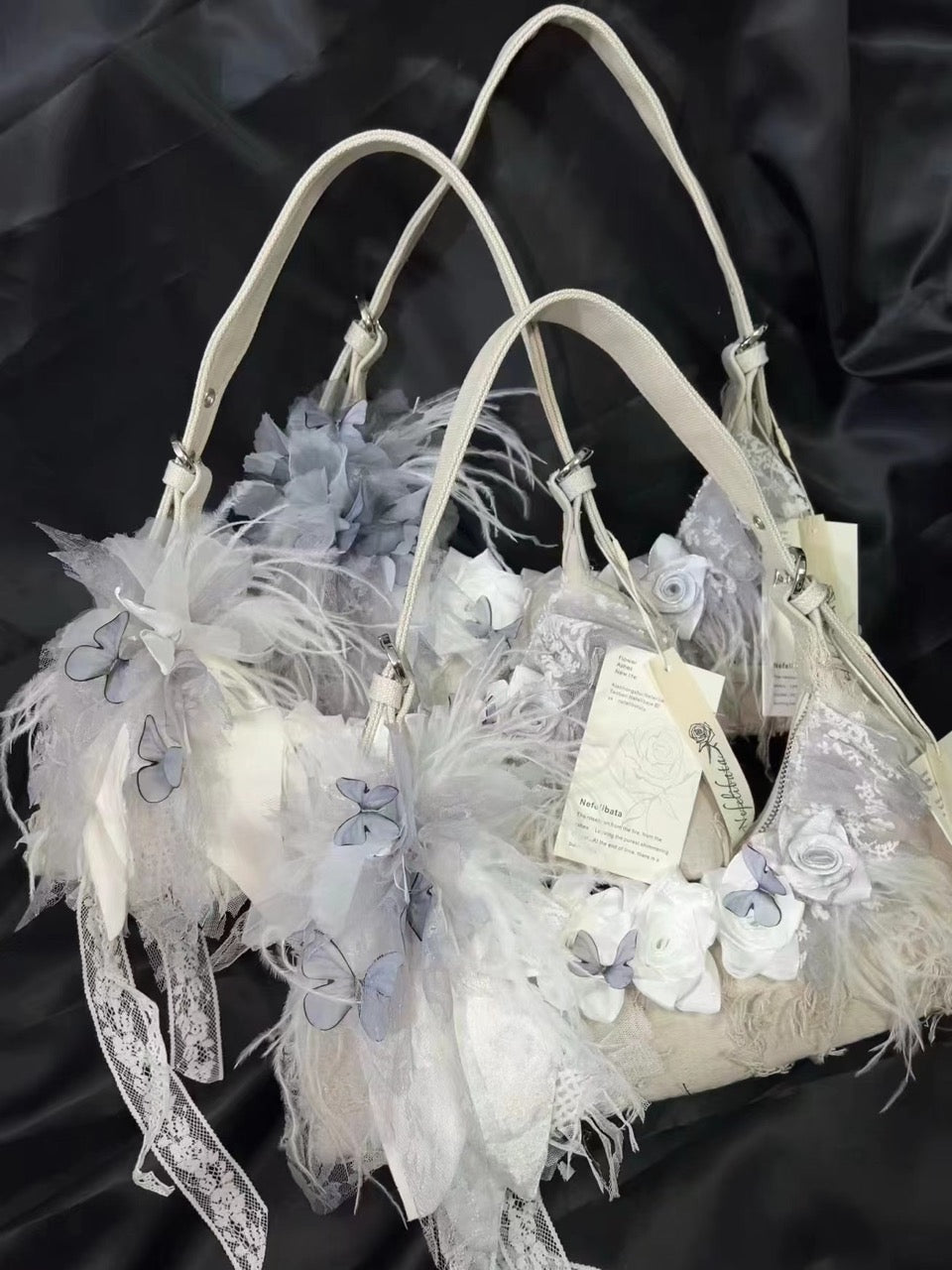 Vintage Lace Rose Baguette Bag