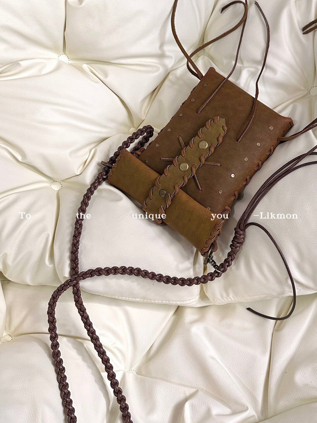 Vintage Leather Tassel Crossbody Phone Bag