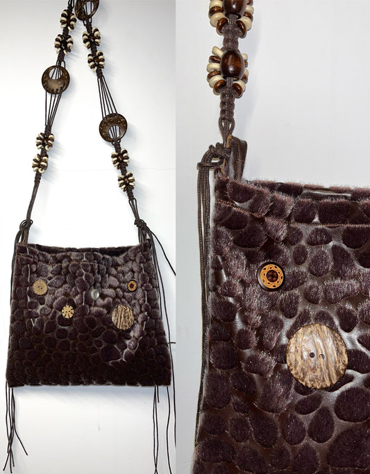Vintage Leopard Beaded Bohemian Crossbody Bag