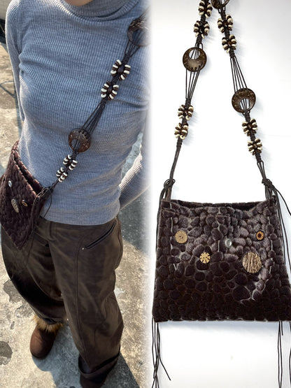 Vintage Leopard Beaded Bohemian Crossbody Bag