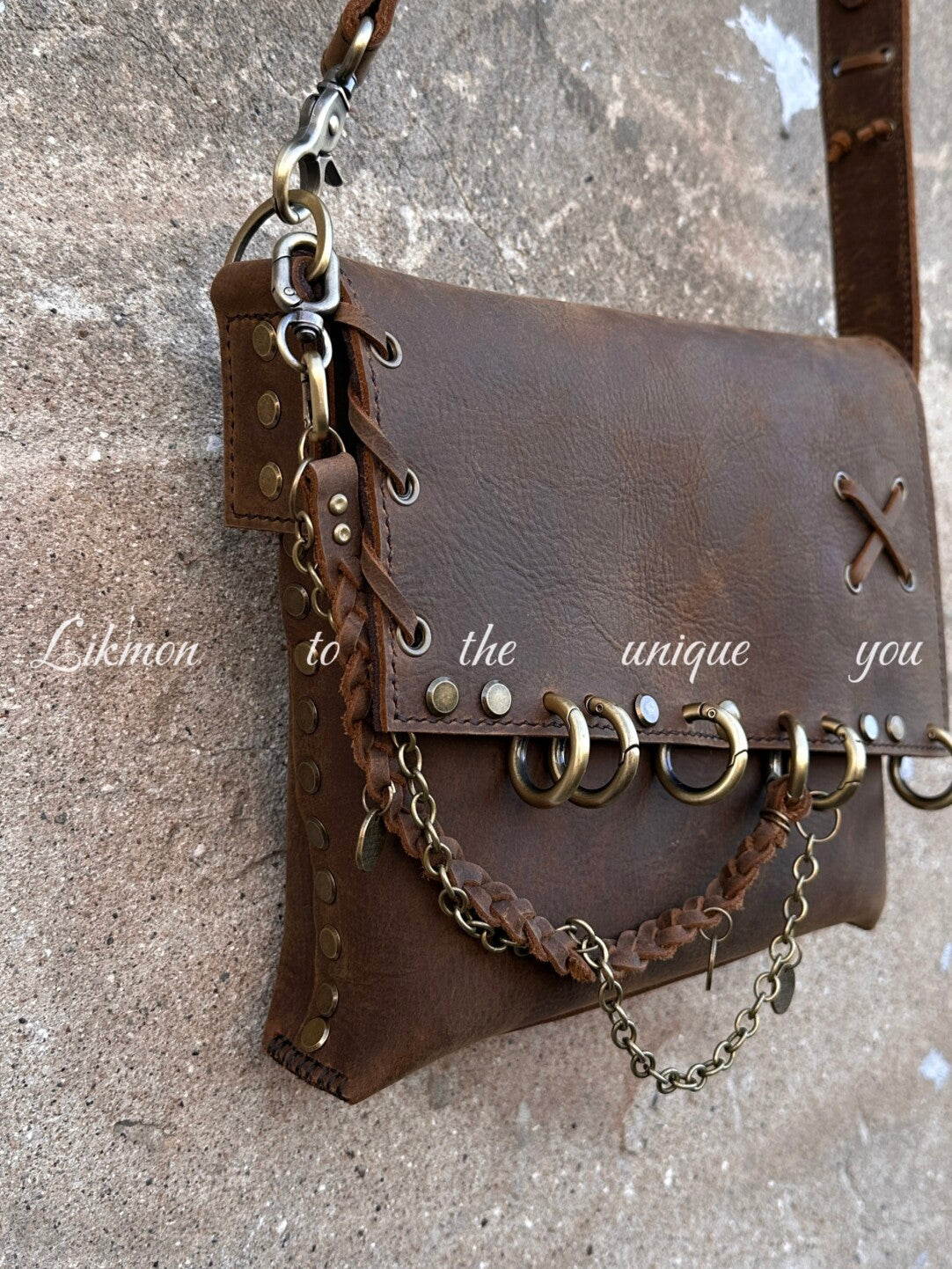 Vintage Metal Accent Cowhide Crossbody Bag | Bag | Three Fleas