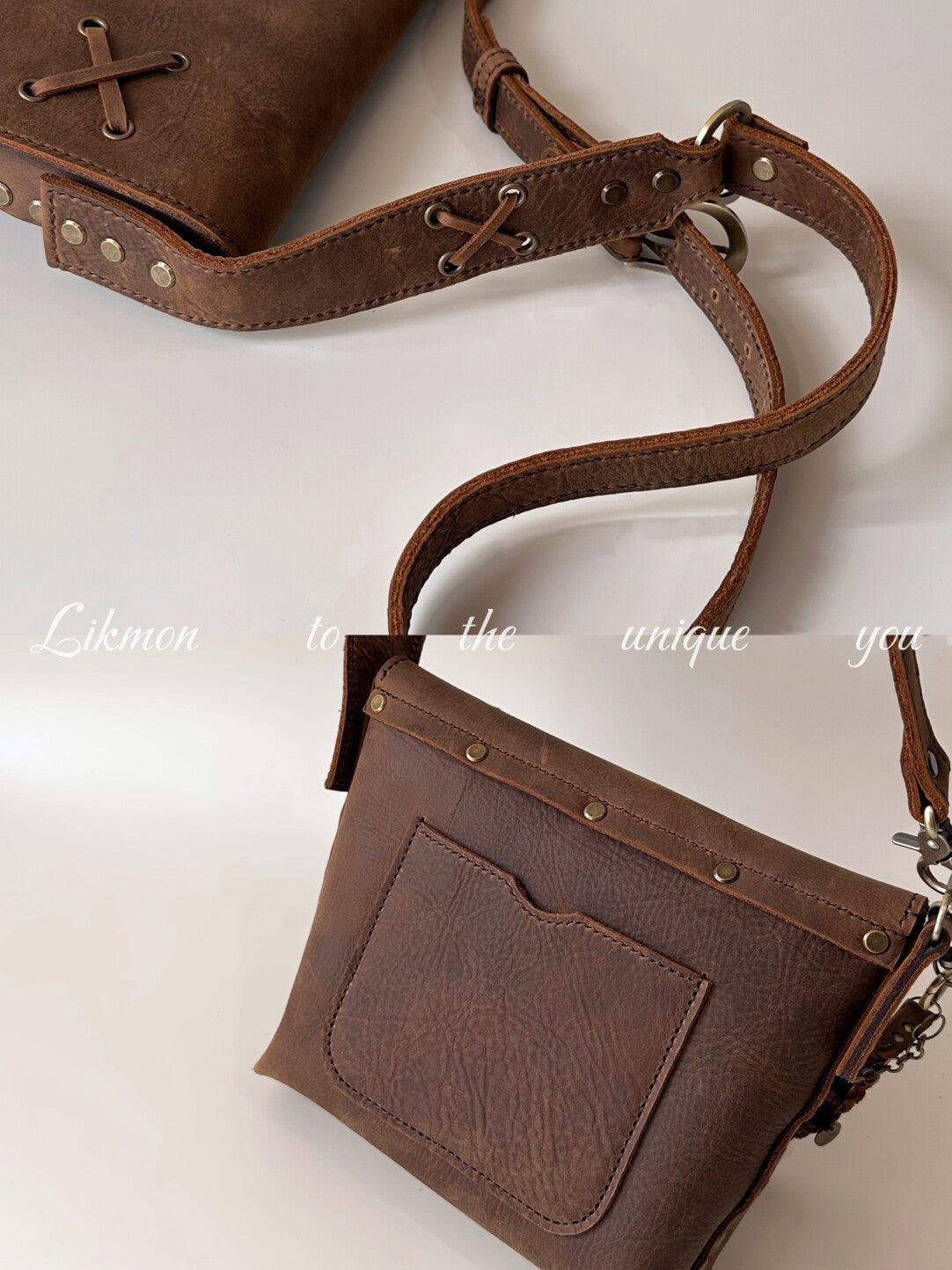 Vintage Metal Accent Cowhide Crossbody Bag | Bag | Three Fleas