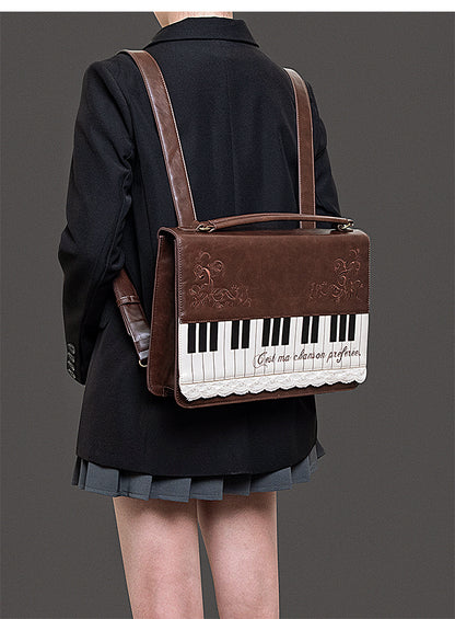 Vintage Piano Shaped Embroidery Lace Backpack