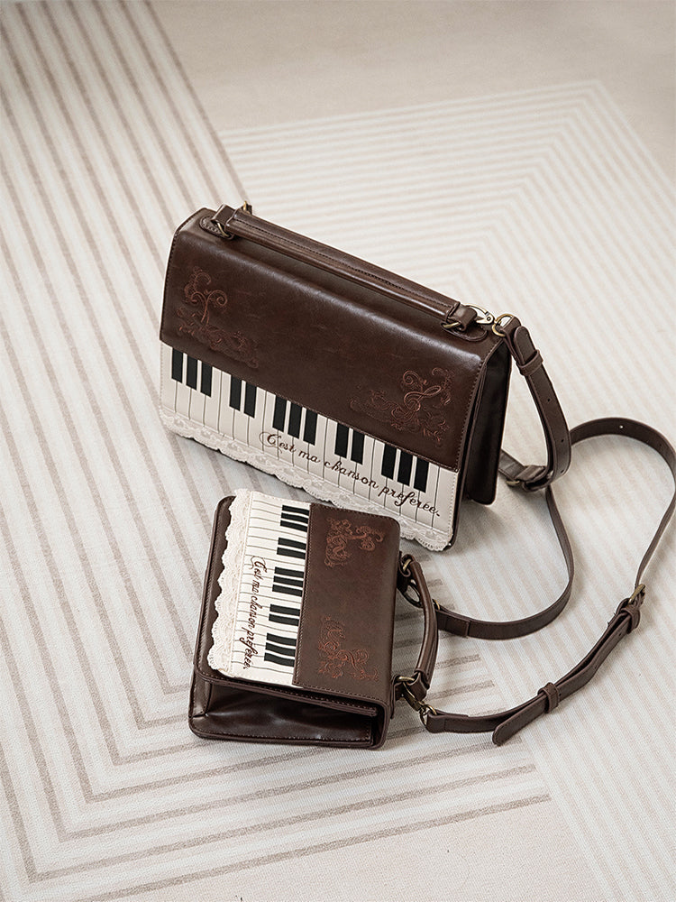 Vintage Piano Shaped Embroidery Lace Backpack