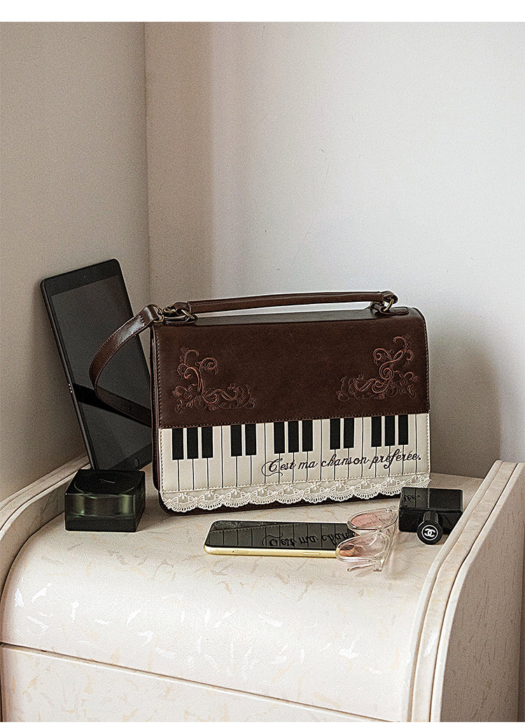Vintage Piano Shaped Embroidery Lace Backpack