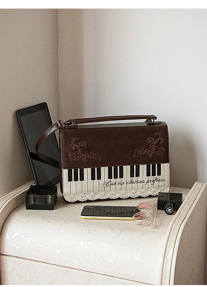 Vintage Piano Shaped Embroidery Lace Backpack