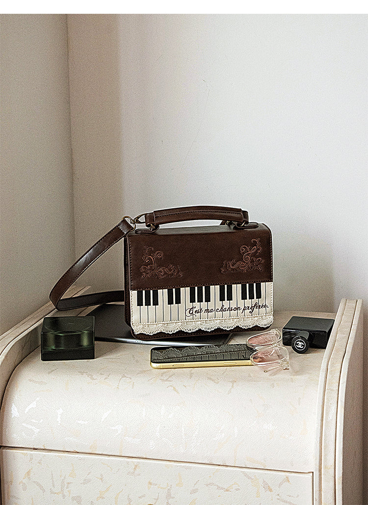 Vintage Piano Shaped Embroidery Lace Backpack