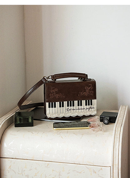 Vintage Piano Shaped Embroidery Lace Backpack